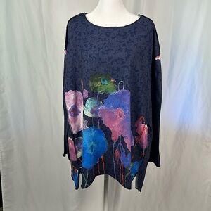 TRISHA TYLER Multi Color Tunic Long Sleeve Top